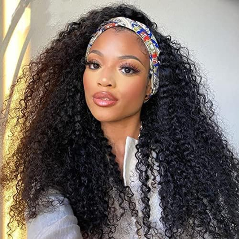 Punmasa Headband Wig Deep Wave 22 Inch Human Hair Curly Glueless Human