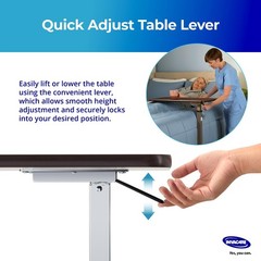 Bed Table, Height Adjustable Overbed Table, Hospital Bedside Table, Medical Roll