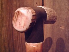 ELK ANTLER HANDLE walking stick natural grown MAPLE wood shaft made in the USA
