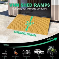 36″ x 48″ Riding Mower Shed Ramps Anti-Slip Punch Plate Ramp 2PCS Yellow 1500LB
