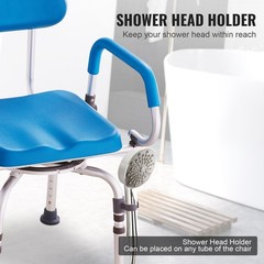 300lb Ergonomic Swivel Bath Chair 360° w/ Soft Padded Seat