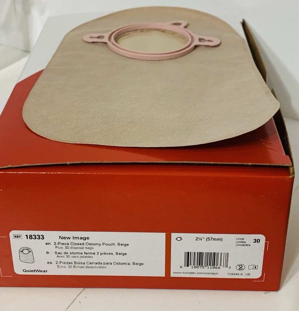 30 Hollister 18333 Closed End Ostomy Pouches 2-1/4″ Flange 1BX/30EA Exp2025/08