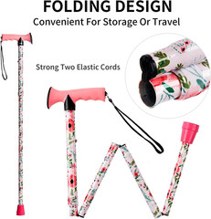 Walking Cane for Seniors, Lightweight Aluminum, Foldable, Adjustable Height, Non