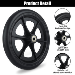 2 Pcs Walker Wheels Replacement 8 Inch Solid Wheelchair Front Wheels, Anti-Slip