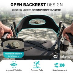 Helavo 2-in-1 Bariatric Walker Wheelchair Combo 500 lb Extra Wide All-Terrain
