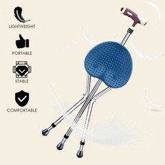 Lightweight Adjustable Folding Cane Seat with Light-Blue – Color: Silver