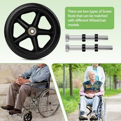 Royitay 2 Pack 6 Inch Rubber Wheelchair Wheels Replacement 6 inches, Black