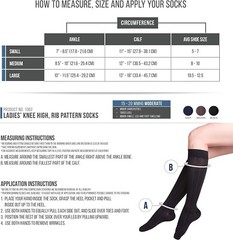 TOUCH Compression Socks for Women, 15-20 mmHg, Combed Cotton, 1 Pair, Black