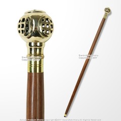 Nautical Diver’s Helmet Walking Stick Cane Brass Handle Aquatic Life Decorative