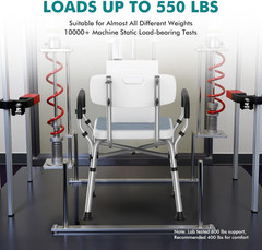 Shower Chair with Removable Arms and Back for Elderly & Disabled, 550 Lbs Shower