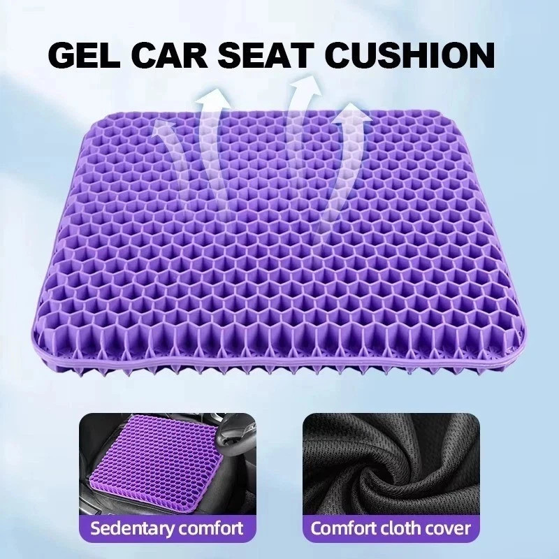 Gel Seat Cushion for Long Sitting, Ergonomic Cooling Pad, Non-Slip Cover- XLarge