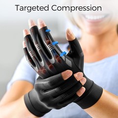Compression Gloves for Arthritis Relief – Adjustable Size S, Black
