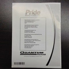 Owner’s Manual Used Pride INFMANU3992 Consumer Safety Guide