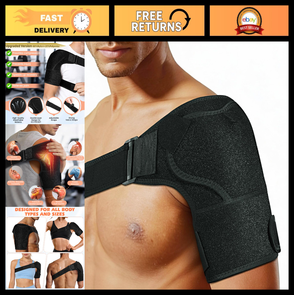 Shoulder Brace for Torn Rotator Cuff, Arm Sling & Compression Sleeve for Pain Re