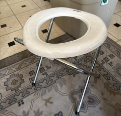 Stansport Toilet Frame with Plastic Seat, Metal Legs, White/Silver