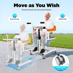 Adjustable Hydraulic Patient Lift Wheelchair Transfer Nursing Chair 180°Backrest