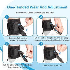 Adjustable AFO Foot Drop Brace for Walking, Zinc Alloy Hook, Elastic Laces, S/M