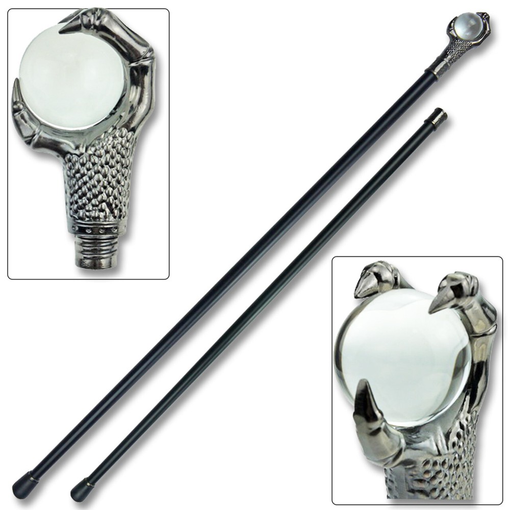 Claw Walking Cane 37 in Staff W Crystal Ball