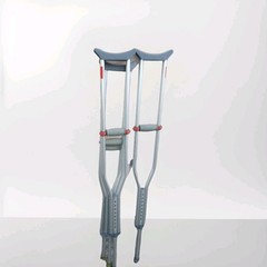 Adjustable Height Underarm Crutches Pair Gray/Silver Aluminum w/ Pads, Grip