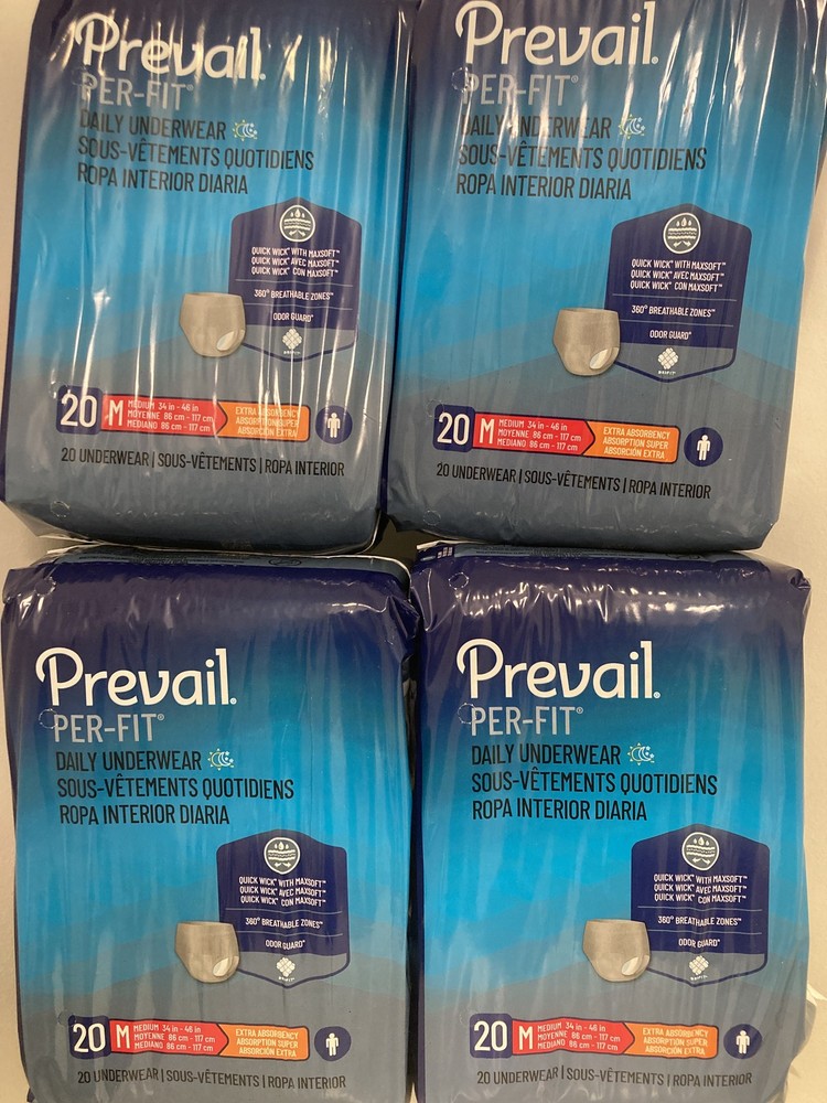 80 PAIRS of PREVAIL ADULT SIZE: MEDIUM DAILY UNDERWEAR PULL-UPS FOR $10.00!