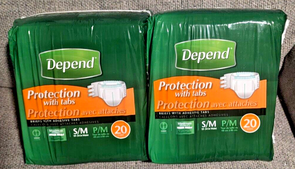 Depend Protection w/Tabs Incontinence Underwear Maximum Absorbency 40ct Small/MD