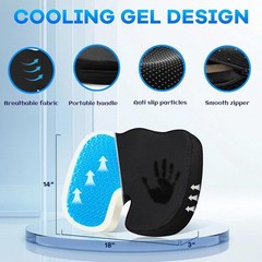 Ergonomic Cooling Memory Foam Seat Cushion & Lumbar Pillow for Office and Home
