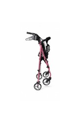 Medline Pink 4-Wheel Foldable Rollator w/ Seat, Handbrakes & Zebra Bag