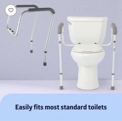 Adjustable Height Toilet Safety Frame, Foam Armrests, Aluminum, 250 lb
