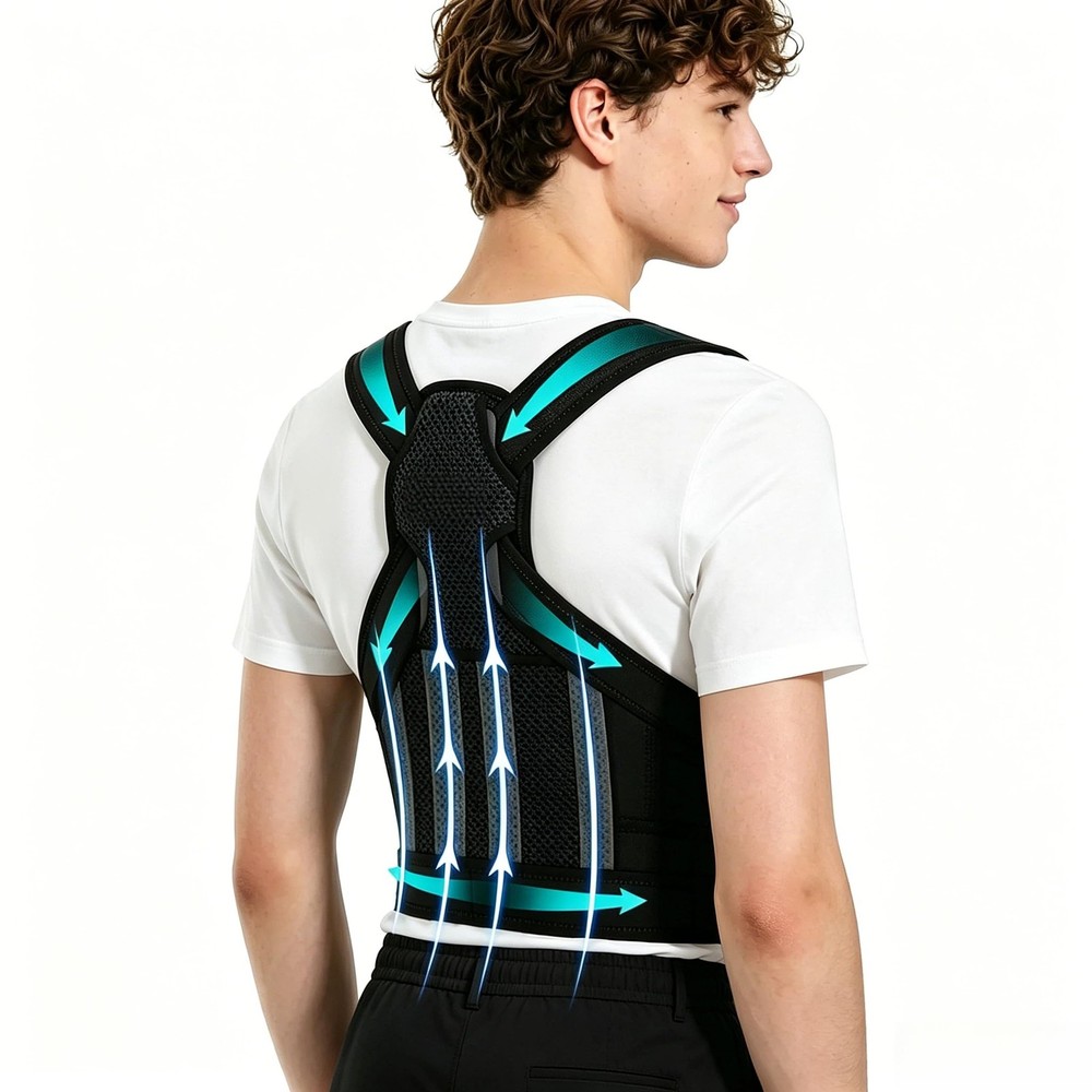 Posture Corrector for Men Women, 4 Support Rods Full Back Brace, Adjustable…