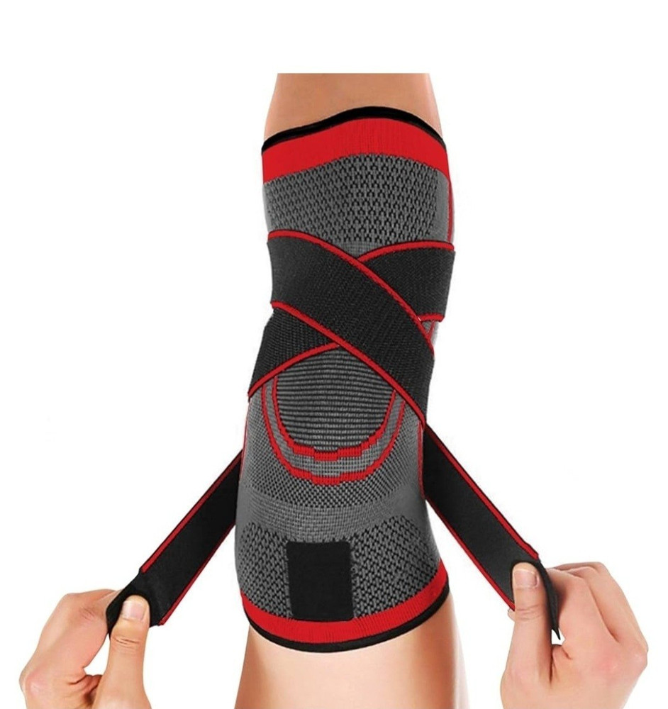 pair of Adjustable Knee Brace Sleeve w/ Straps, Compression Stabilization, Small