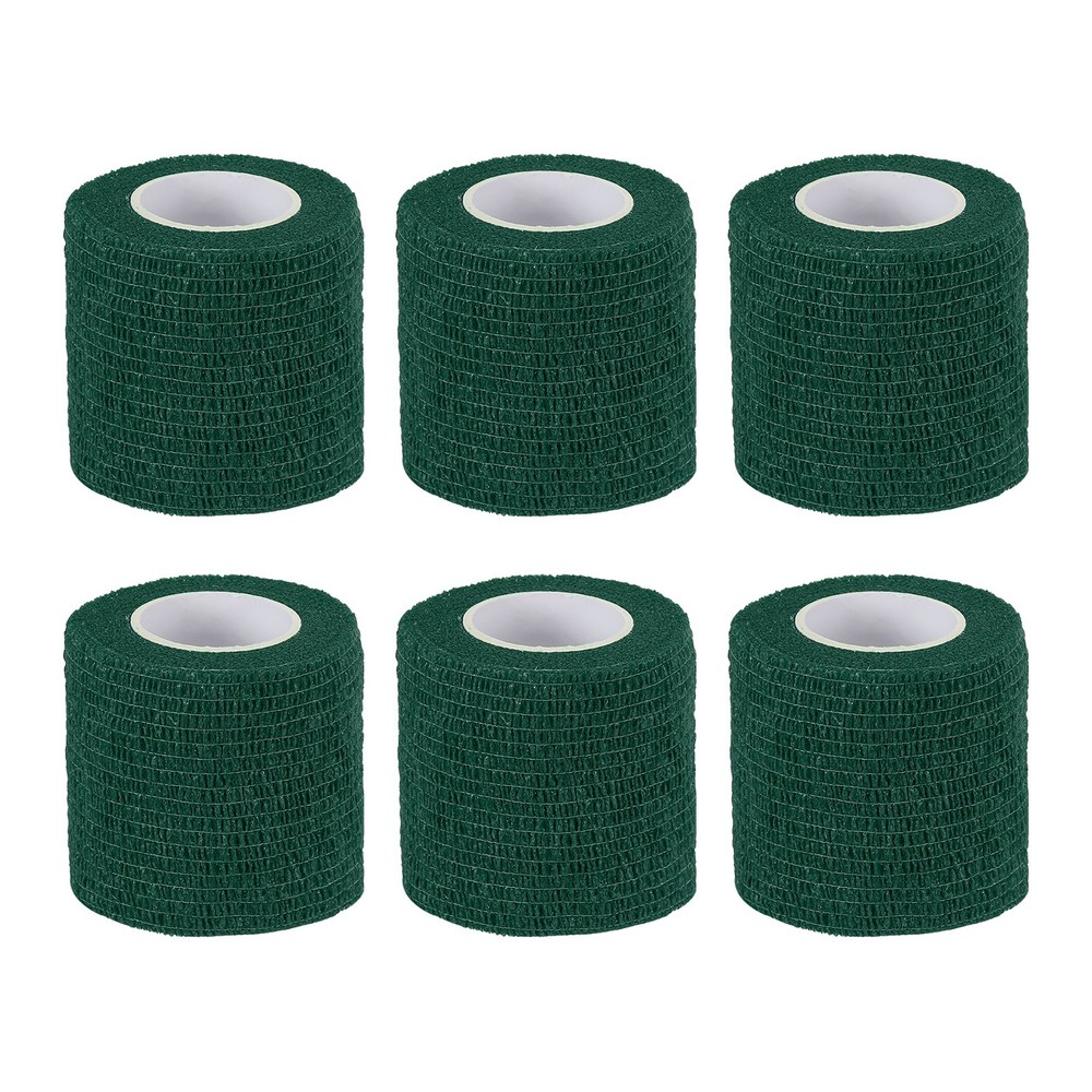 Pack of 6 1″ x 177″ Self Adhesive Bandage Wrap Elastic Self Tape Dark Green