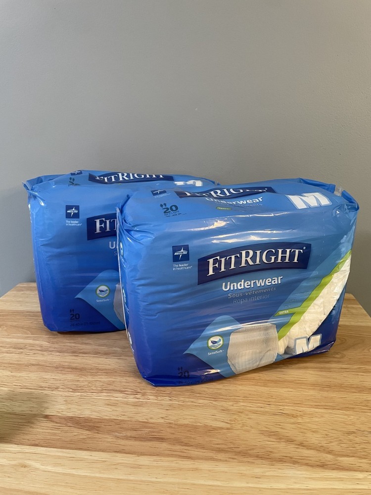 FitRight EXTRA adult diapers Incontinence underwear Medium 2 Packs of 20 CT