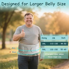 King Mills Plus Size Back Brace for Lower Back Pain, Breathable Obese Belly S…
