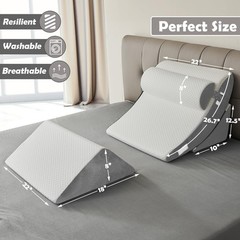 Ganaver 4Pcs Orthopedic Bed Wedge Pillow Set Post Surgery Relaxing Back