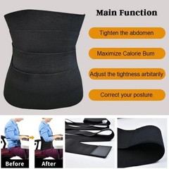 Wrapped Elastic Detachable Body Slimming Tummy Control Belt, 1PCS for (Black)