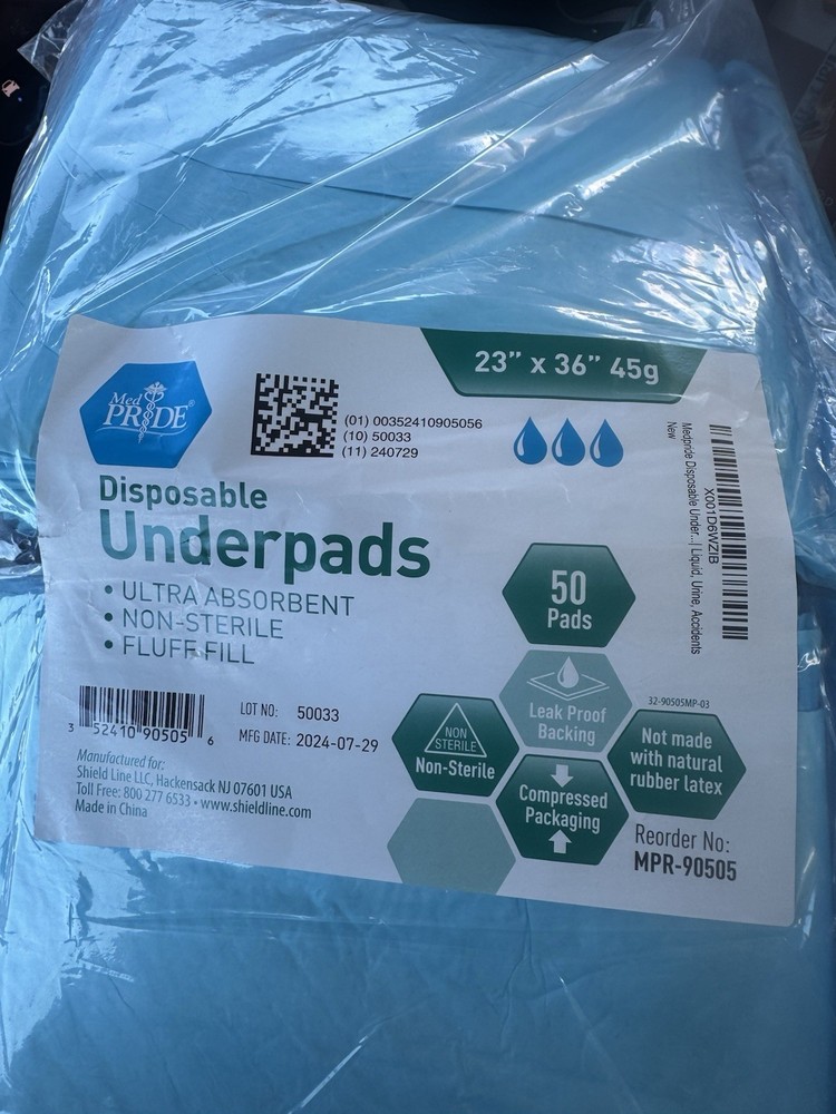MED PRIDE Disposable Underpads 23“ X 36“ (50-Count)