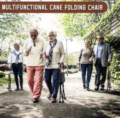 Holds 400 lbs Folding Cane w/ Seat | Durable Stable Walking | 19.69” Seat Height