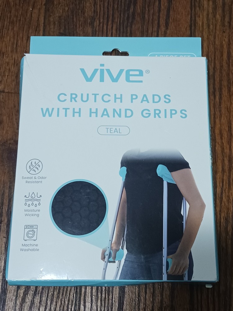 Vive Crutch Pads Adults Underarm Pads & Hand Grips – TEAL, NEW *Ships Free*