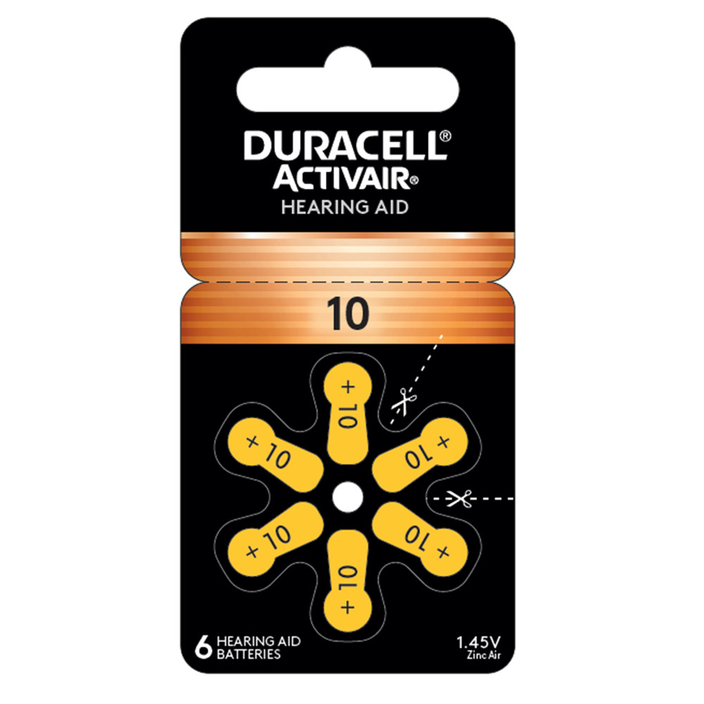 Duracell Size 10 Activair PR70 P10 Hearing Aid Batteries (6 Pack)