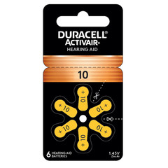 Duracell Size 10 Activair PR70 P10 Hearing Aid Batteries (6 Pack)