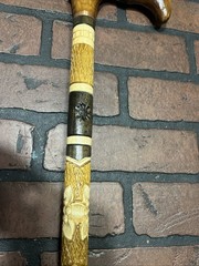 Rottweiler Walking stick Wood dog Hand carved handle Handmade wooden cane