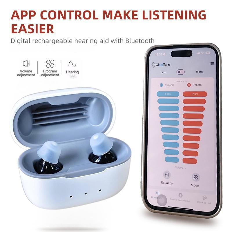Rechargeable Hearing Aids For Senior Bluetooth Phone App Enabled Noise Reduction