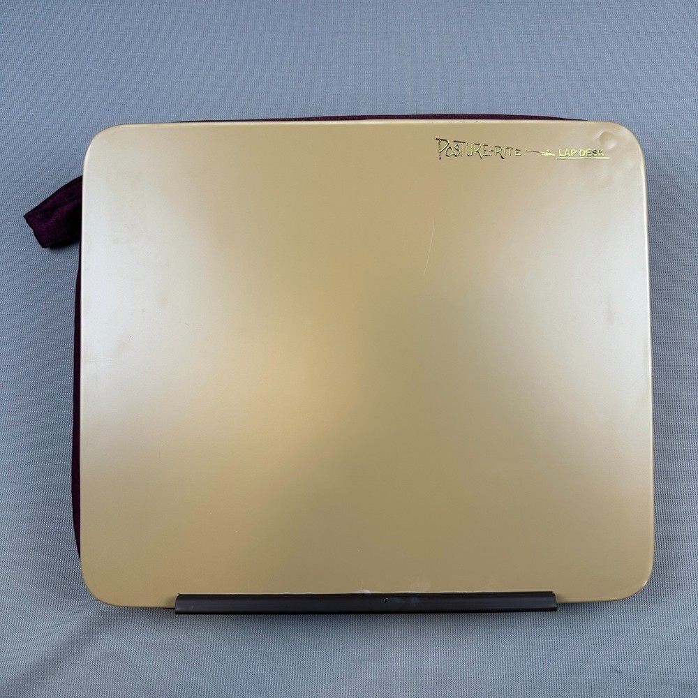 Posture‑Rite Elite Lap Desk Beige Top Burgundy Cushion Portable Writing Laptop