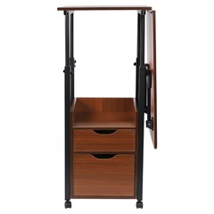 Height Adjustable Overbed Table 100 × 40 cm Foldable Top, Wheels & Drawer