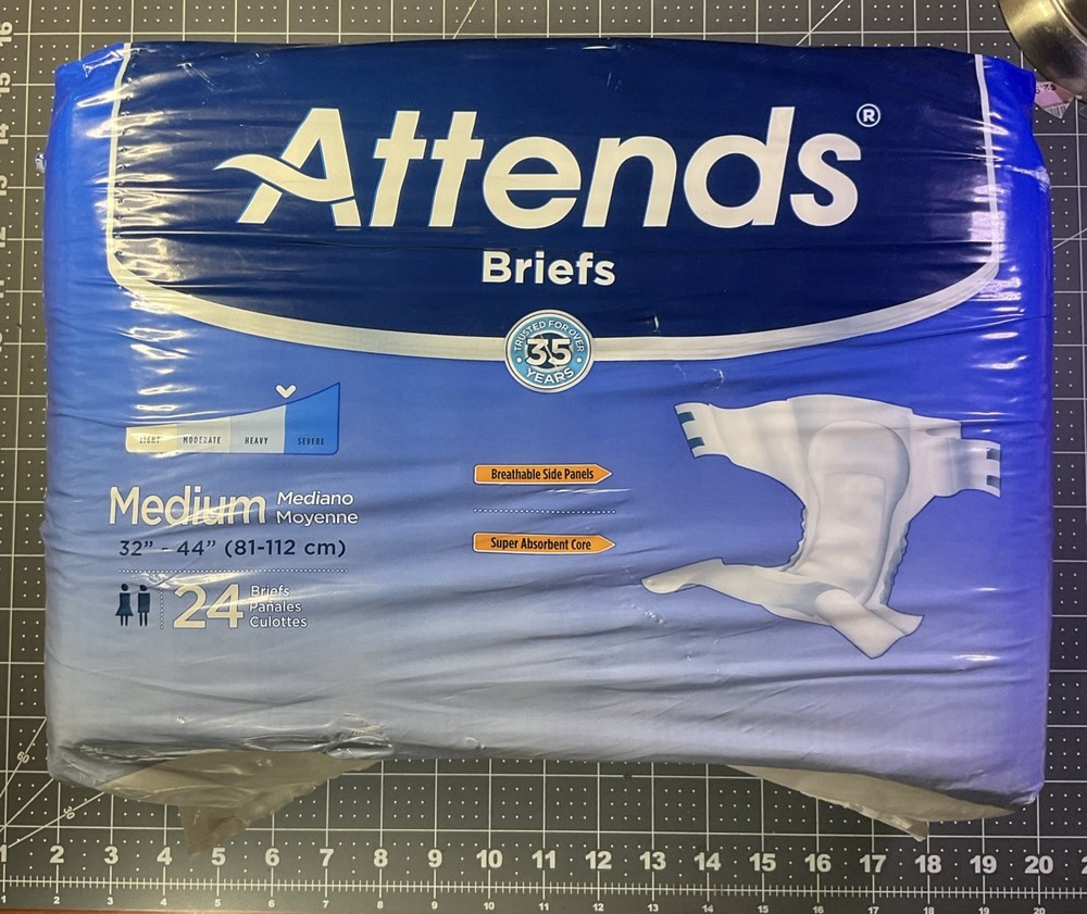 Attends Classic Adult Incontinence Unisex Briefs SZ Med Heavy Absorbency 24 Ct