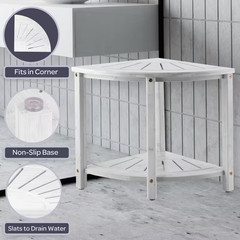 15.5 In. Freestanding Corner Shower Bench-Water Resistant Shower Stool for insid