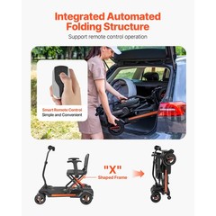 Uimoso 4-Wheel Electric Mobility Scooter with Automatic Folding,Remote Control
