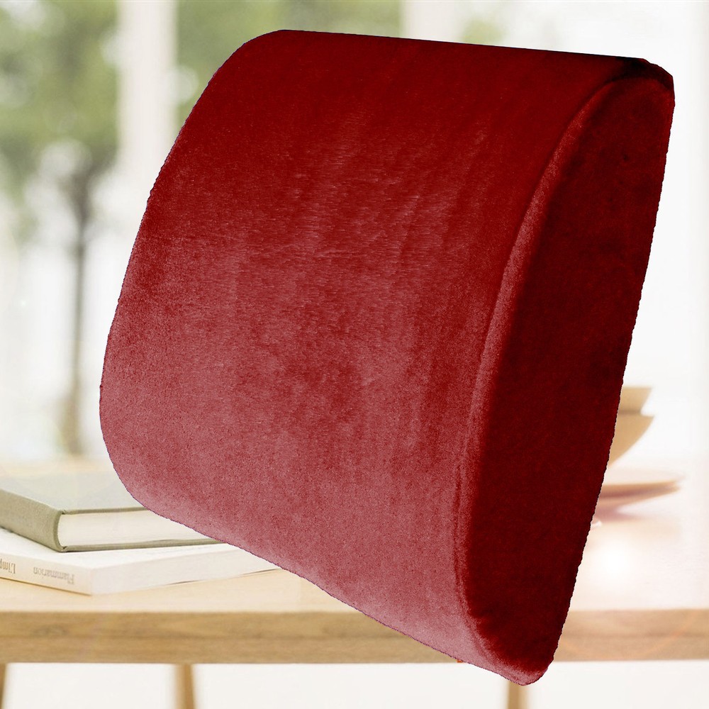 Burgundy Cushion Travel Pillow Memory Foam Seat Home Office Chair Back Support
