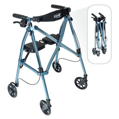Space Saver Rollator, Lightweight Folding Rolling Walker with Seat for Seniors &