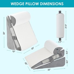 3Pcs Wedge Pillow Set for After Surgery,Acid Reflux Relief, Adjustable Bed Wedge
